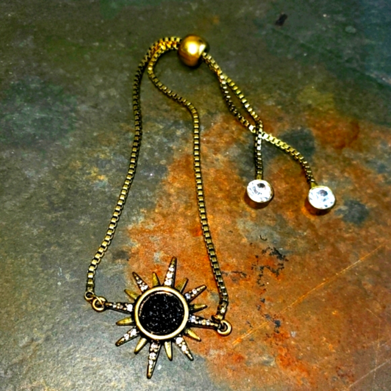 Fabulous Boho Sunburst Vintage-Gold Bracelet Crystals Gift Idea 58$